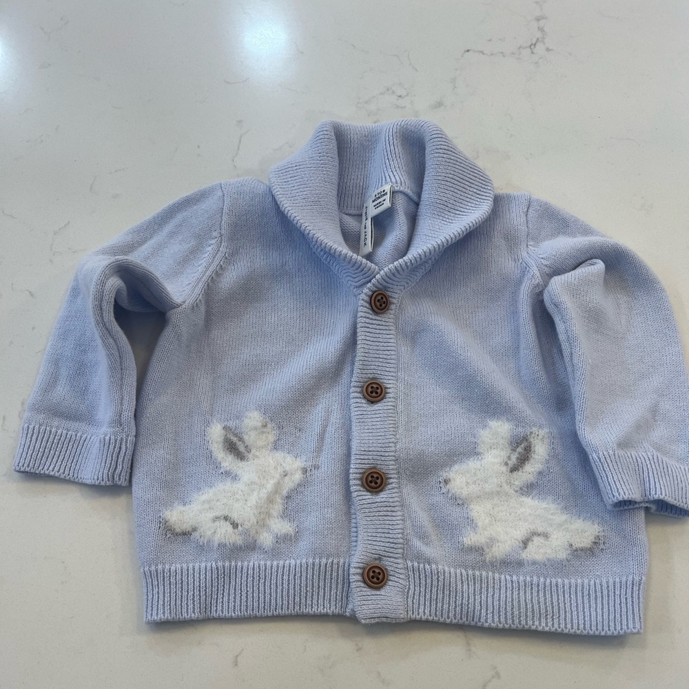 Janie and Jack Pastel Blue Sweater with Bunny Accents